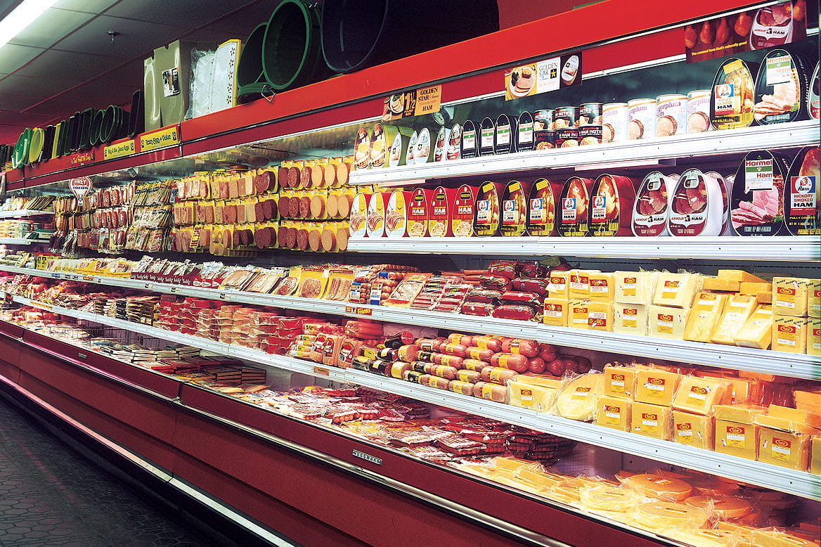 Foamed_high-back_multi-deck_display_1970s